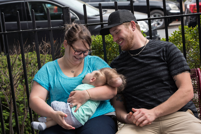 Sierra and Dustin Yoder with Bentley before the surgery. (Image: Katherine C. Cohen/Boston Children’s Hospital)